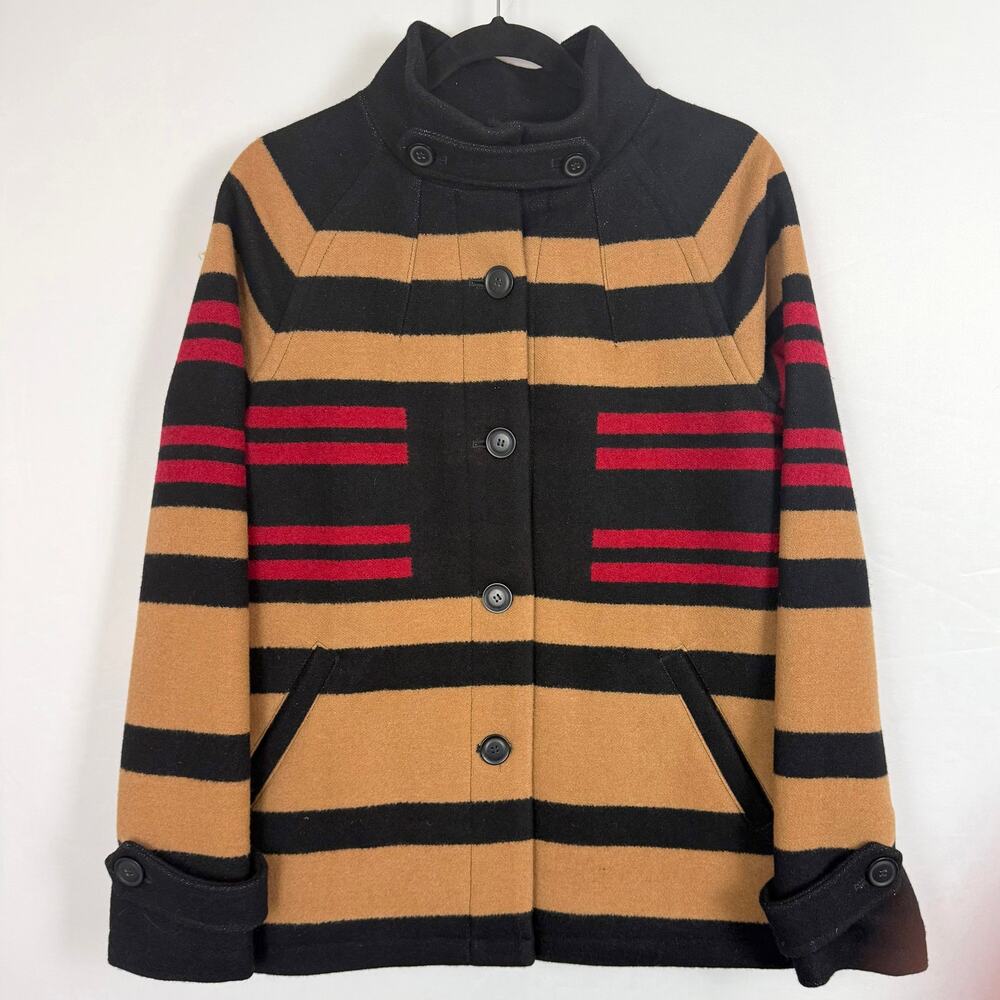 NWT Pendleton Toboggan Wool Coat / Jacket, Camel/Red/Black, SzM